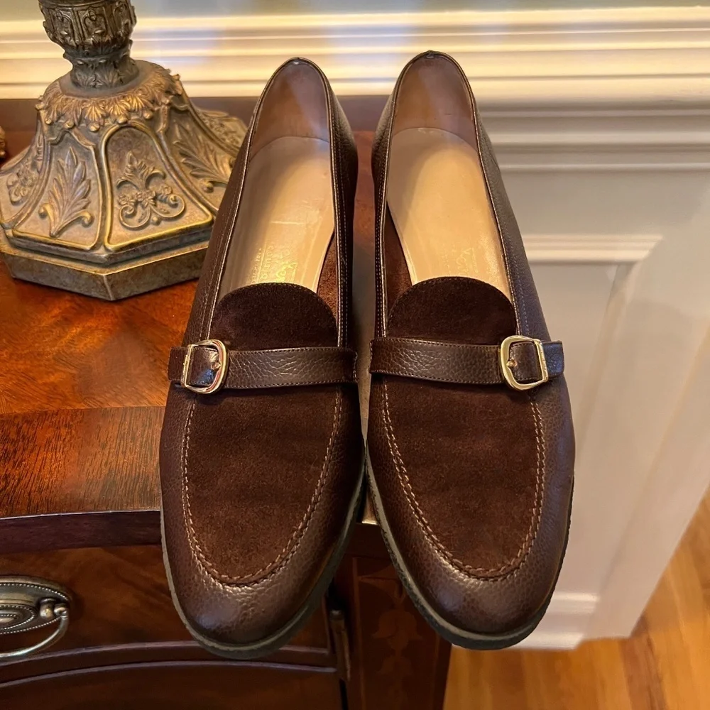 EUC Salvatore Ferragamo Boutique Brown Suede & Leather Pumps Heels 9.5 A
